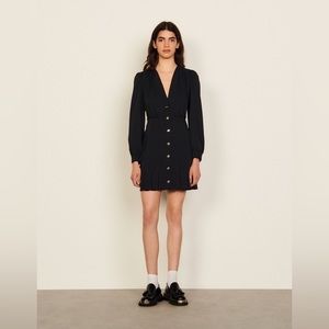 SANDRO Paris long-sleeve dress - black - size 36